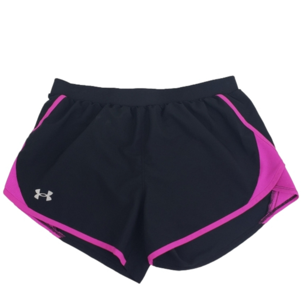 Under Armour Running Shorts Women's Sz M Black Pink Heatgear Loose Fit Athletic